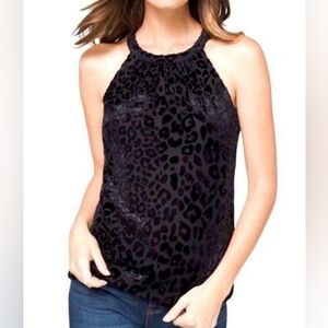 White House Black Market Black Velvet Felted Halter Top Size Medium
